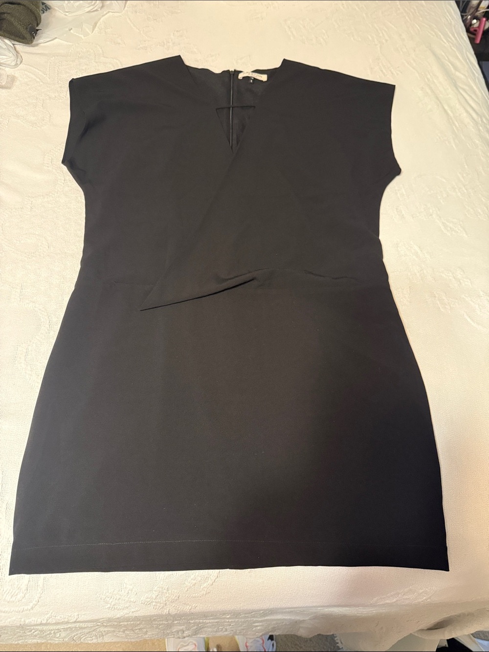 Halston Heritage Black Cap-Sleeve Mini Dress
